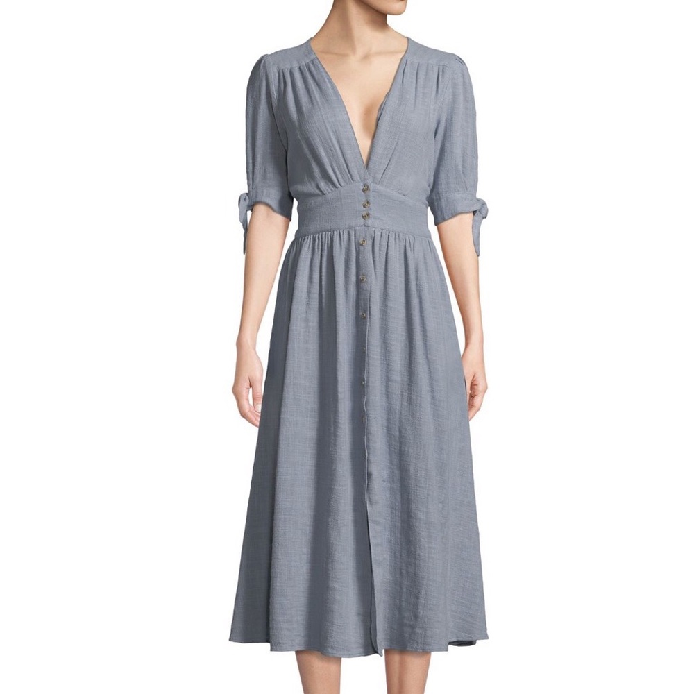 Free People Love Of My Life Blue/Gray Midi Dress